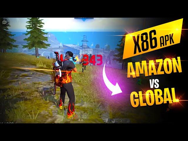 Global x86 free fire apk vs Amazon x86 free fire apk testing ! best ob41 x86 apk