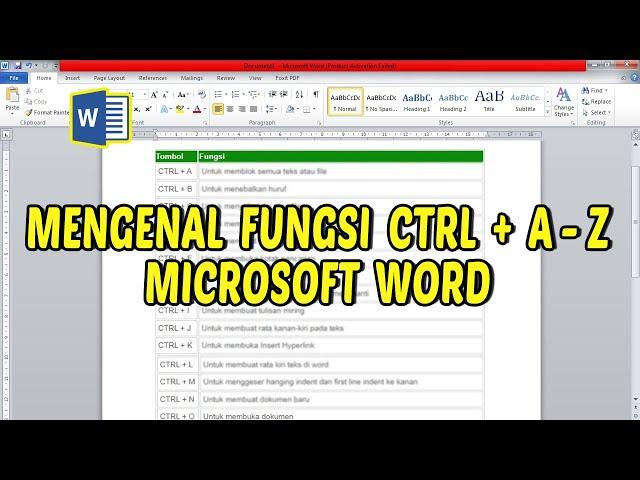 Fungsi Ctrl A sampai Z pada Microsoft Word | Mas Amin