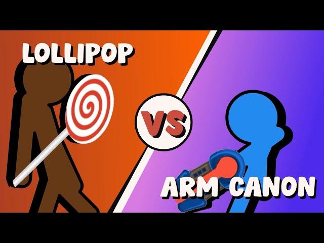 Supreme Duelist Stickman Animation: Lollipop vs Arm Cannon