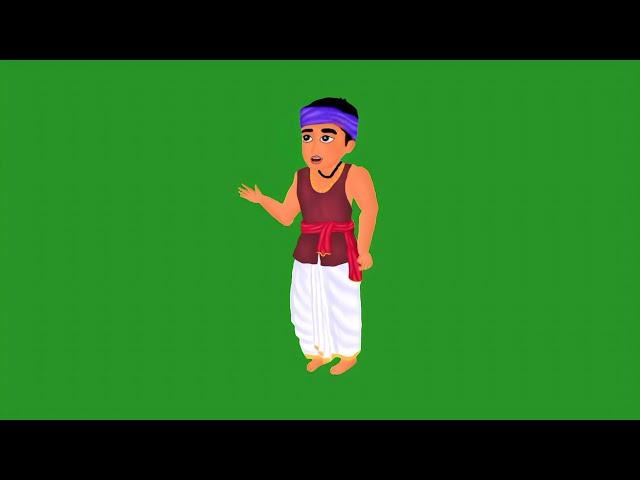 Village man green screen cartoon/cartoon green screen/cartoon character pose