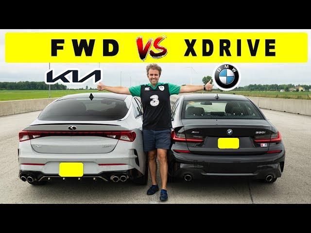 2021 BMW 330i Xdrive against Kia K5 GT, the unusual match! Drag and roll race.