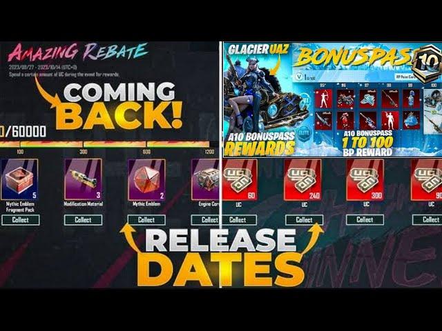 Next Amazing Rebate Pubg Event - Next Purchase Gift Event - A10 Bonus Pass Release Date? |PUBGM