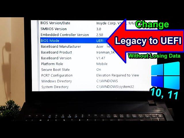 How to change Legacy to UEFI without reinstalling Windows 10, 11