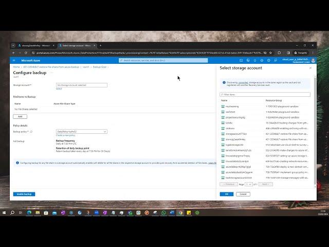 Restore File Share from Azure Backup to Another Storage Account