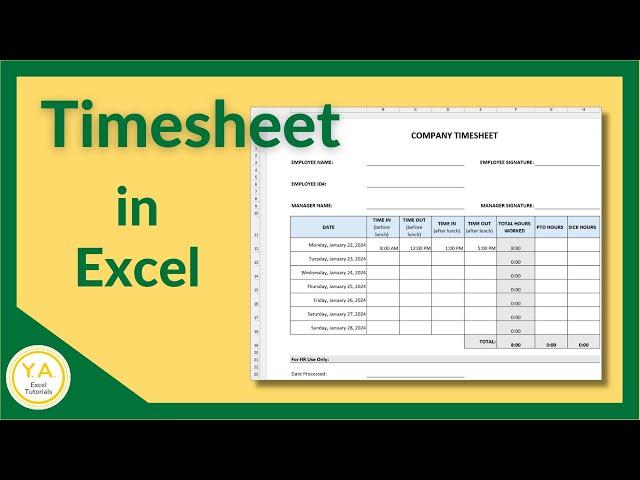 How to Make a Timesheet in Excel - Tutorial