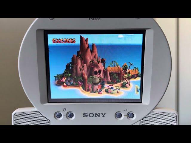 Crash Bandicoot 1 - Boulders Level Play Through - Sony PSone LCD Screen