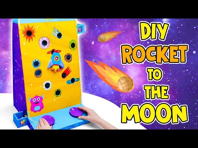 We Built a ROCKET to the MOON!  DIY Cardboard Game Tutorial