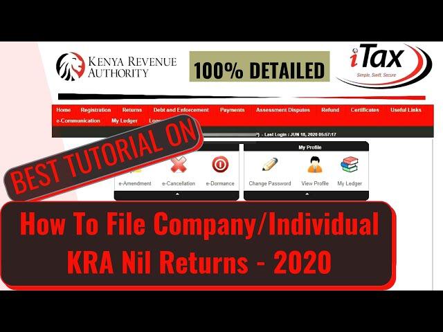 ITAX: How To File Your Company/Individual KRA Nil Returns Online on ITAX for Free -2022