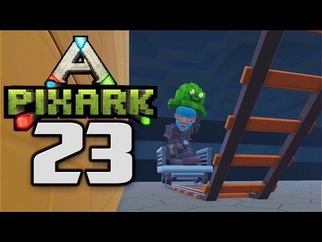 MINITRAIN MINECART TRACK  - Let's Play PixARK Gameplay Part 23 (PixARK Pooping Evolved Building)