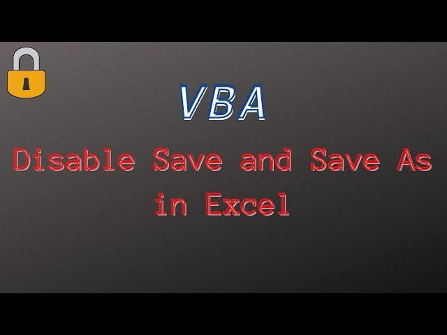 VBA code to Disable Save and Save As in Excel | Hindi