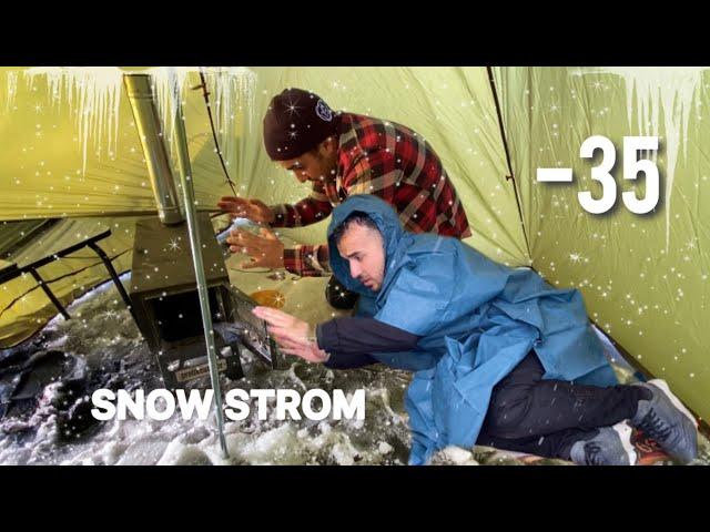 Awwwww! -35° Solo Camping | Snowstorm, 4 Days WINTER ALONE Camp - Snow Shelter - Snowfall
