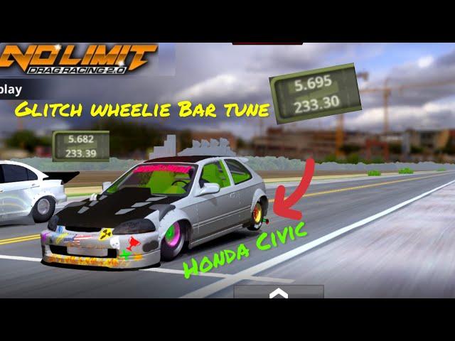 No Limit Drag Racing 2 - 5.6 Honda Civic Glitch Wheelie Bar Fastest Tune