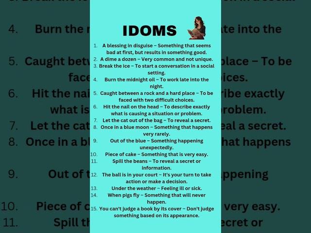 15 Common English Idioms You Need to Know #idoms #phrases #learnenglish #englishphrases