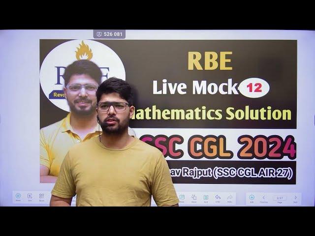 RBE All India Live Mock-12 Solution By @mathsbyabhinavrajput  | SSC CGL 2024 Mock Series