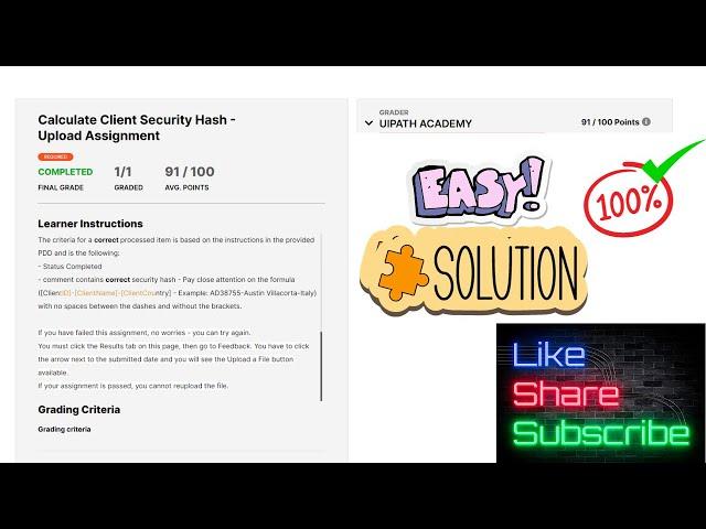 Calculate Client Security Hash || UiPath Assignment || shorttrick