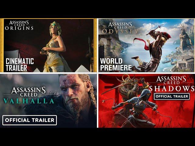 Every RPG Assassin's Creed Game Cinematic Trailer (AC Origins to AC Shadows) 4K