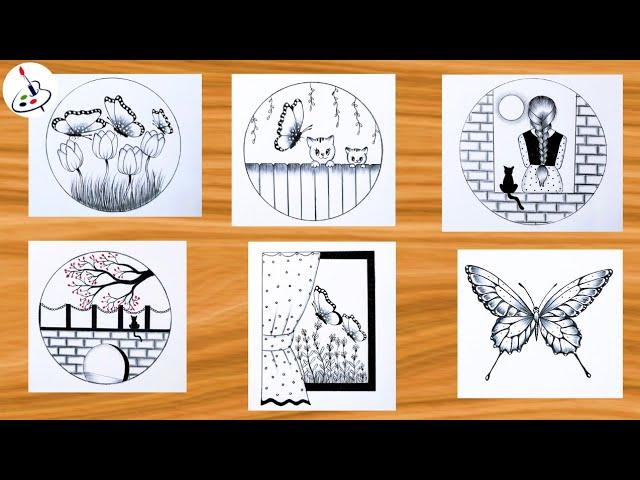 6 Easy Drawing ideas for Beginners||Simple Pencil Sketch