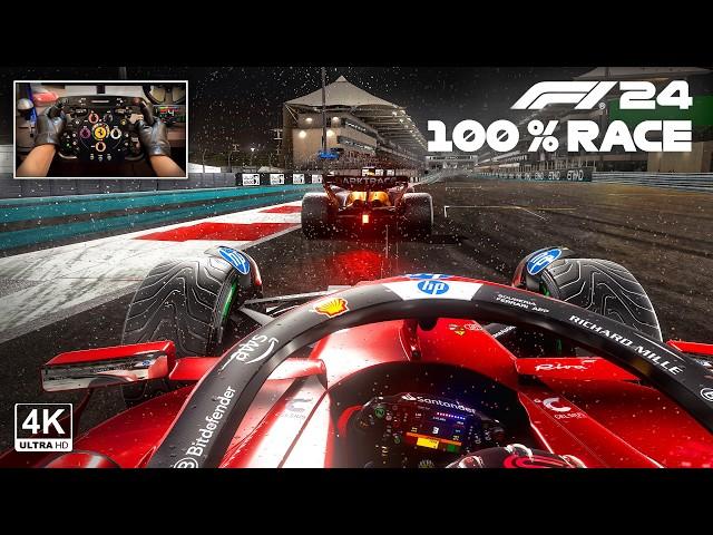 Carlos Sainz's Ferrari SF24 - Abu Dhabi GP 100% Race | F1 24 Steering Wheel Gameplay