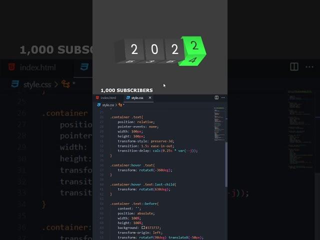 3D Text Cube Animation CSS  #shorts #css