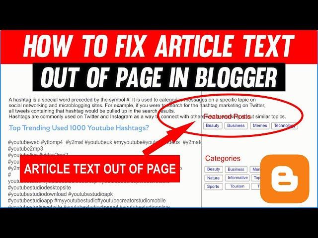 How to Fix Article Text going out of Page in Blogger |Blogger fix content | Text formatting issues