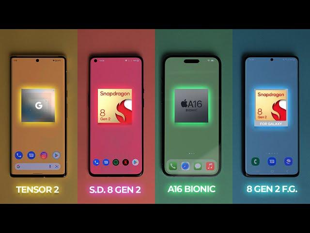 The MOST powerful smartphone 4.0! iPhone A16 Bionic vs Snapdragon 8 Gen 2 for Galaxy vs Tensor 2!