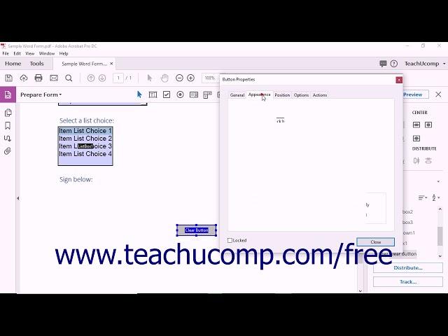Acrobat Pro DC Tutorial Creating Buttons - Adobe Acrobat Pro DC Training Tutorial Course