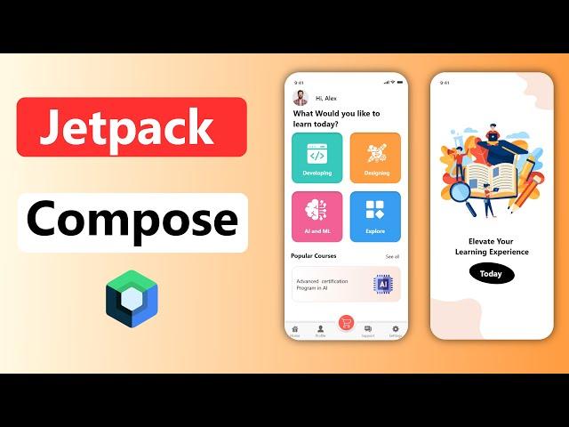 Jetpack Compose Tutorial: Build Modern UIs - Dashboard& Intro - android studio Koala