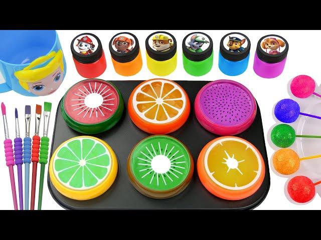 Satisfying Video l How To Make Rainbow Lollipop FROM Fruit Slime and Colored Paints Cutting ASMR #18