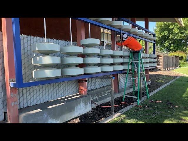 Giant abacus (replica) returns to Fresno bank