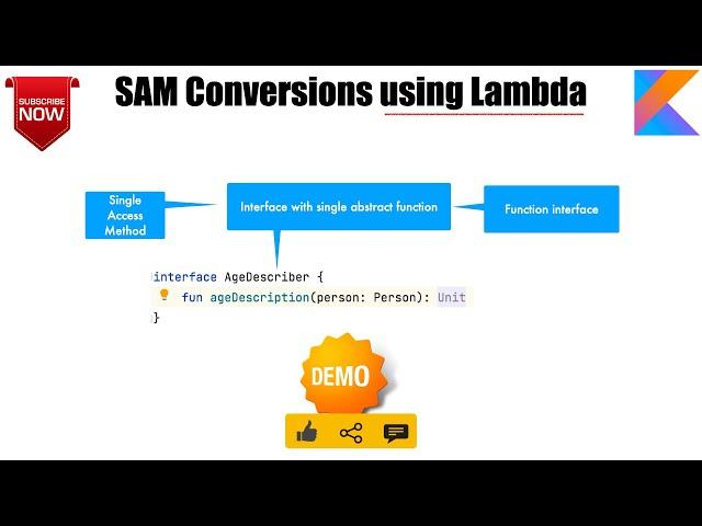 SAM conversions using Lambda | Single Access Method : Kotlin Fundamentals Tutorial - Part 36