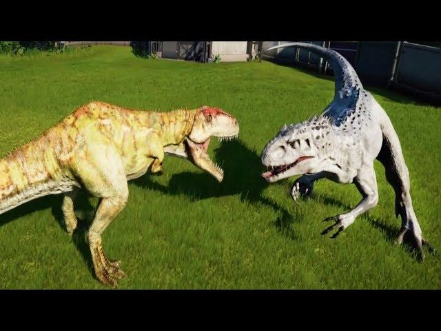 GIGANOTOSAURUS MAX Vs I-REX,T-REX,SPINOSAURUS,INDORAPTOR,ALLOSAURUS - Jurassic World Evolution