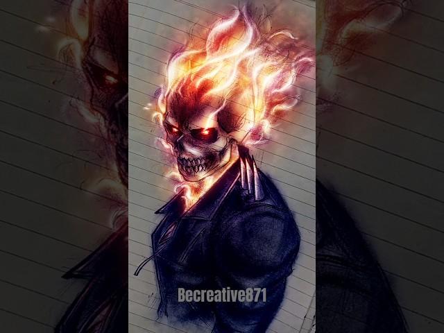 Drawing The Spirit Of Vengeance Ghost Rider|Glow art|#anime #animedrawing #penart