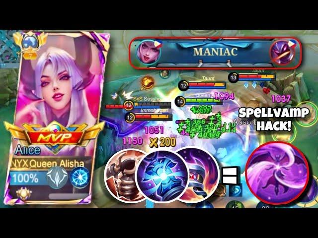 100% UNDERRATED REAL MAX SPELLVAMP ALICE TOTALLY INSANE!?ALMOST GOT SAVAGE BEST BUILD & EMBLEM|MLBB