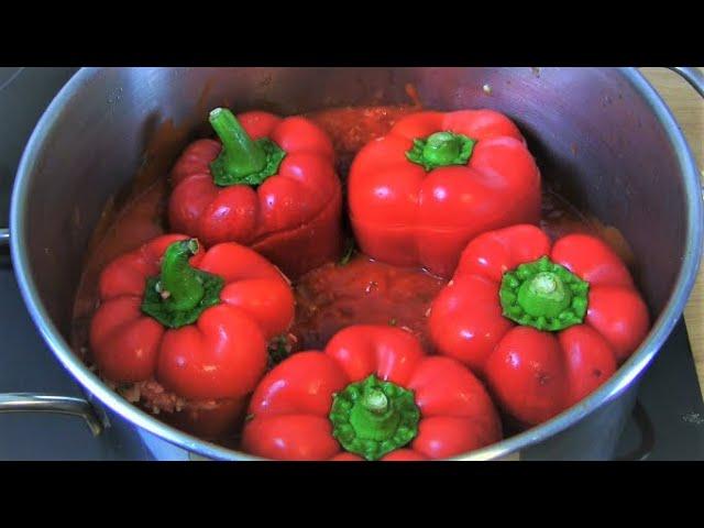 stuffed peppers with mince and rice-a classic from grandma's kitchen-stuffed peppers in tomato sauce