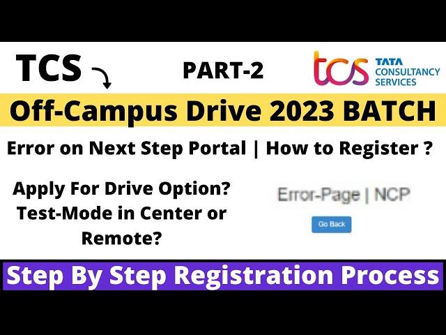 TCS NQT Next Step Complete Registration Process | Error | Resolve | Test Mode | For 2023 Batch #NQT