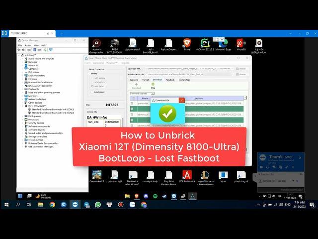 How to Unbrick Xiaomi 12T - Dimensity 8100-Ultra (BootLoop - Fastboot Lost) | 18/02/2023