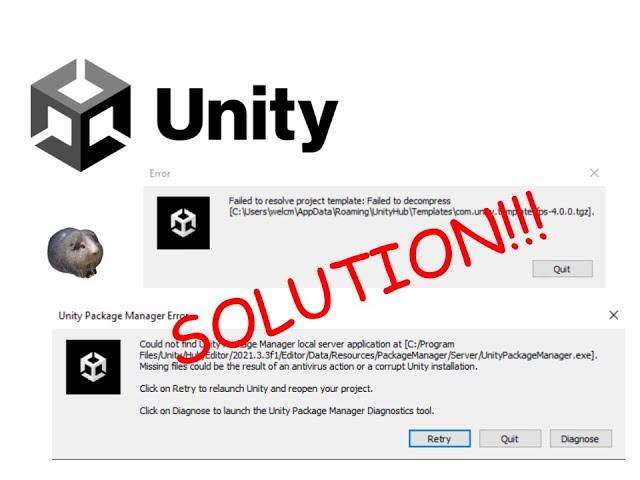 Fix Unity Errors - SOLUTION  || Failed project template / Can't find Unity Package Manager (Windows)