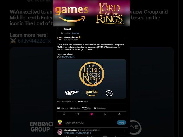 Lord Of The Rings MMORPG by Amazon - Announcement