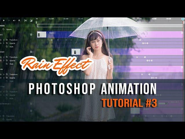 How to Create an Animated Rain Effect Easily in Photoshop Timeline  | Frame by Frame | Tutorial #3