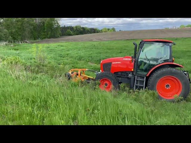 Berti flail mower demo on Kubota M135