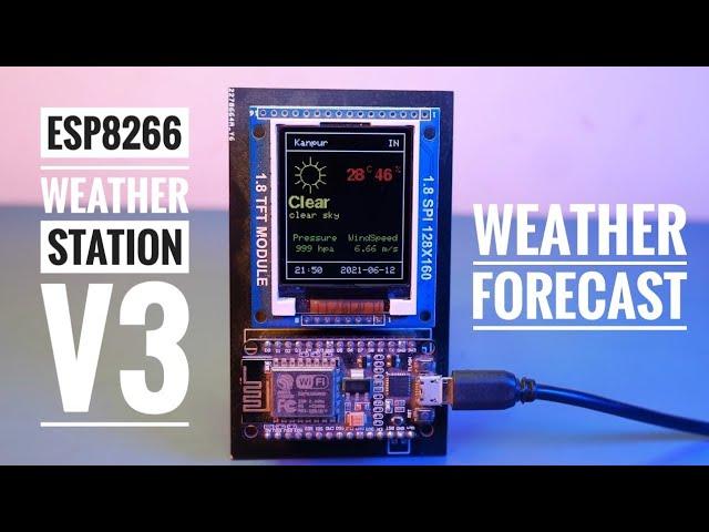 ESP8266 Weather Station Version 3 | Nodemcu & ST7735 openweathermap API | Ultimate weather station