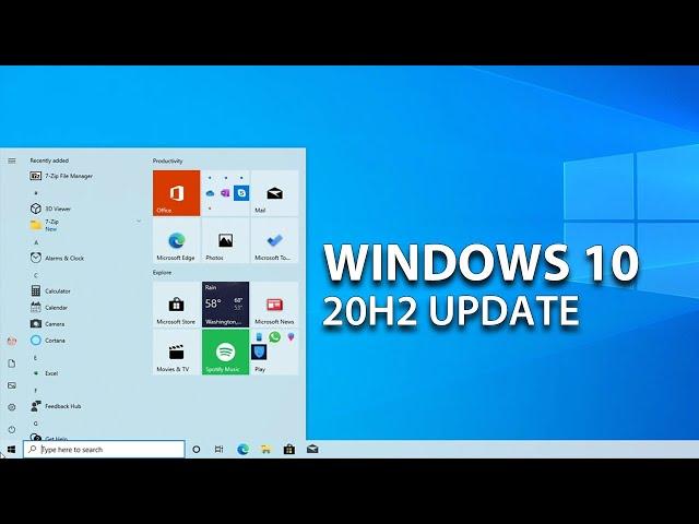 Windows 10 20H2 Update - New Features and more