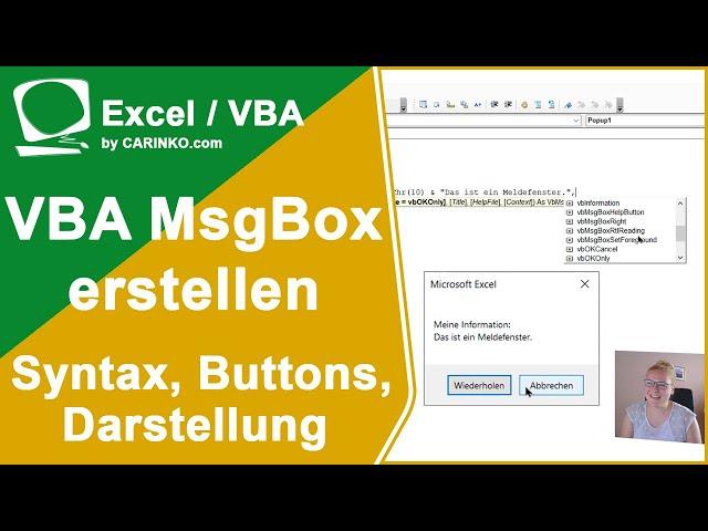 Microsoft Excel VBA Messagebox erstellen - carinko.com