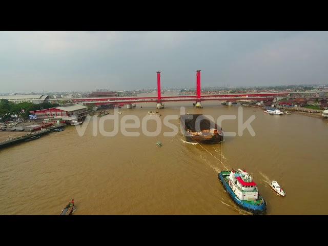 Aerial View of Ampera Bridge Palembang | #VideoStock