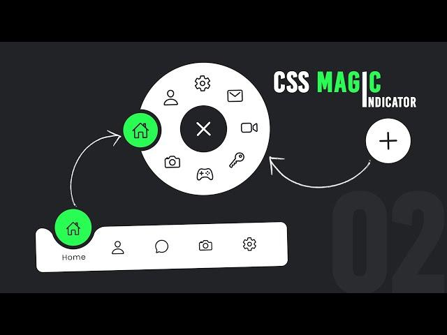 Animated Circular Navigation Menu Magic Indicator using Html CSS & Javascript | CSS Radial Menu