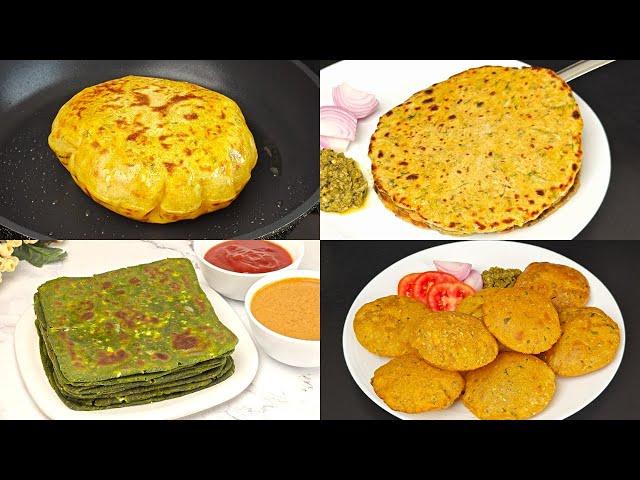 Aloo Paratha with Liquid Dough | Mooli Ke Parathe | Palak Paneer Paratha | Aloo Pyaz Puri