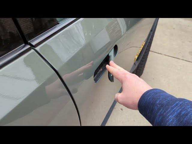 the weird thing about Rivian's angled door handles