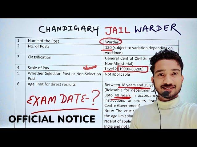 Chandigarh Jail Warder 2023 || Real Notification Out || New Vacancy 130 Post