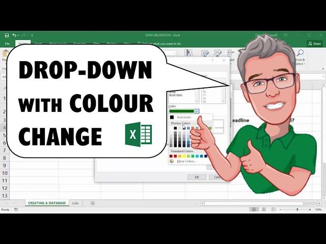 Excel Drop Down List Including Cell Colour Change: Colour Fill