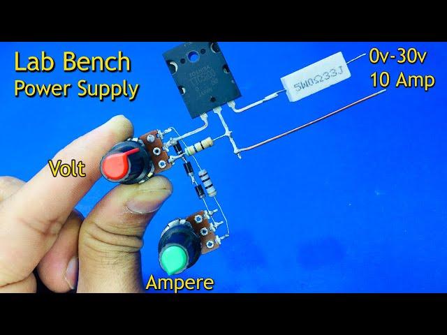 Adjustable power supply 0-60v 30A | Voltage & Ampere Controller Using 2SC5200 Transistor